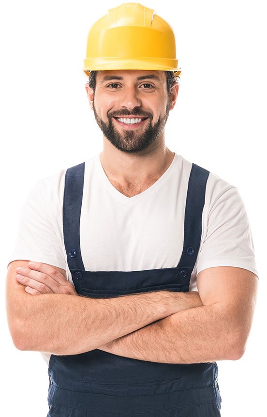 Trabajador de obra contento